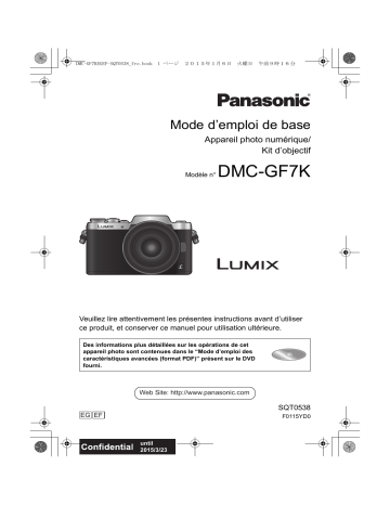 Panasonic DMC GF7K Mode d'emploi | Fixfr