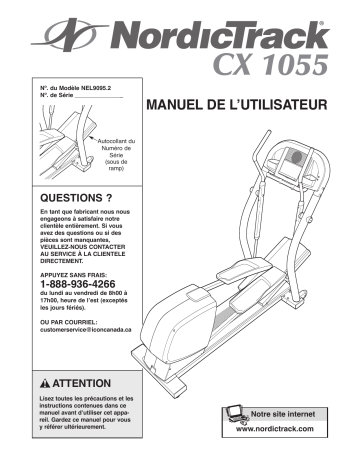 Cx 1055 Elliptical Exerciser | NEL90952 | NordicTrack CX 1055 Manuel utilisateur | Fixfr