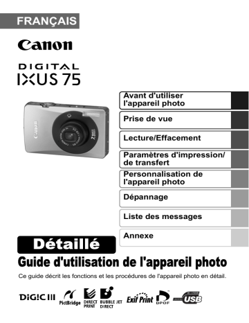 Mode d'emploi | Canon IXUS 75 Manuel utilisateur | Fixfr