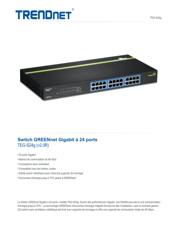 Trendnet TEG-S24g 24-Port Gigabit GREENnet Switch Fiche technique | Fixfr