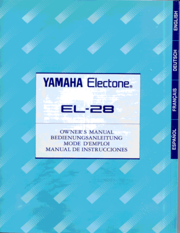 Manuel du propriétaire | Yamaha EL28 Manuel utilisateur | Fixfr