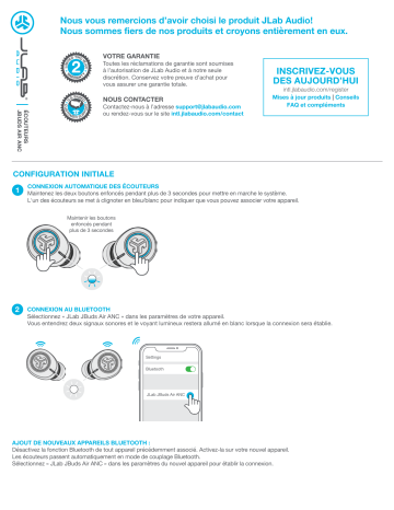 Jlab Audio JBuds Air ANC Manuel du propriétaire | Fixfr