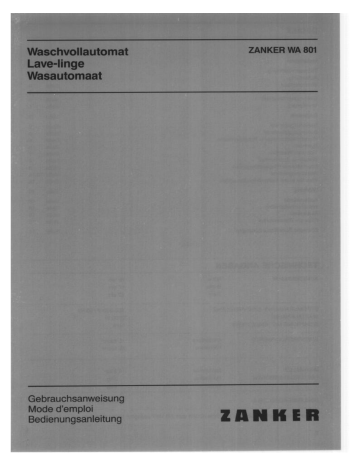Manuel du propriétaire | ZANKER WA801 Manuel utilisateur | Fixfr