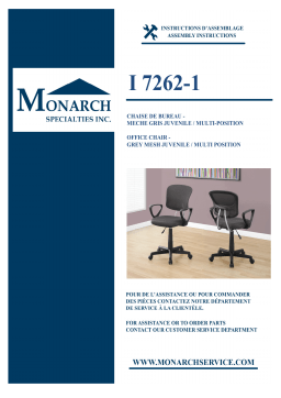 Monarch Specialties I 7262 OFFICE CHAIR Manuel utilisateur