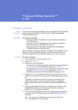 F-SECURE MOBILE SECURITY FOR S60 Manuel utilisateur