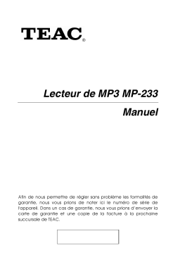 TEAC MP-233 Manuel utilisateur