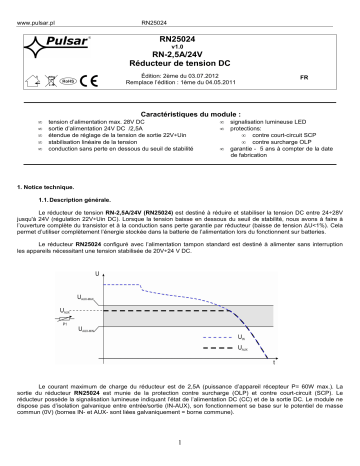 Mode d'emploi | Pulsar RN25024 - v1.0 Manuel utilisateur | Fixfr