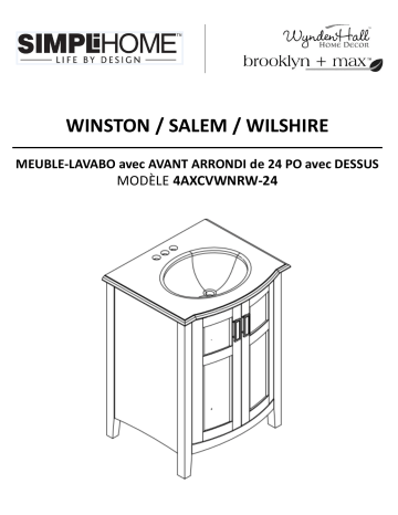 4AXCVWNRW-24 | Simpli Home Winston Rounded Front 24 in. Bath Vanity in Soft White with Quartz Marble Vanity Top in Bombay White with White Basin Guide d'installation | Fixfr