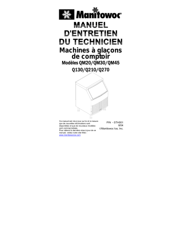 Manitowoc Ice Undercounter (QM20/QM30/QM45/Q130/Q210/Q270) Technician's Handbook Manuel utilisateur | Fixfr