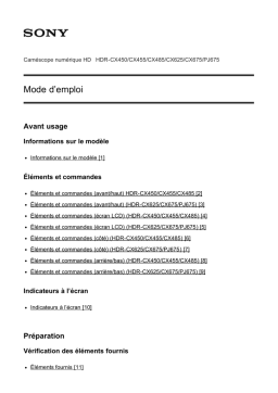 Sony HDR CX450 Manuel utilisateur