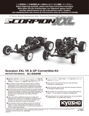 Kyosho No.30972 Scorpion XXL VE & GP Convertible Kit Manuel utilisateur | Fixfr