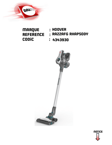 Manuel du propriétaire | Hoover RA22AFG RHAPSODYRHAPSODY RA22PTG Manuel utilisateur | Fixfr