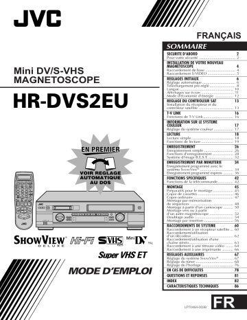 Manuel du propriétaire | JVC HR-DVS2EU Manuel utilisateur | Fixfr