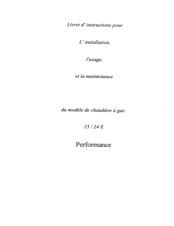 Manuel du propriétaire | PERFORMANCE 23 Manuel utilisateur | Fixfr