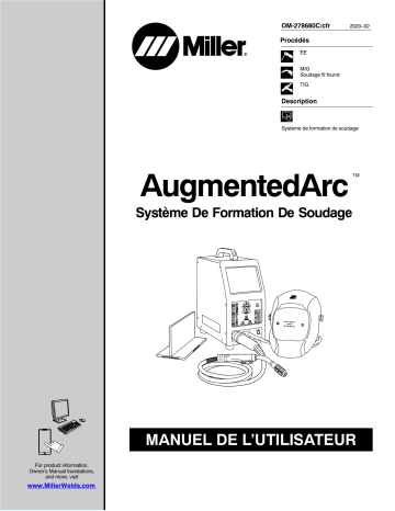 MK425018D | Manuel du propriétaire | Miller AUGMENTED ARC WELDING TRAINING SYSTEM Manuel utilisateur | Fixfr