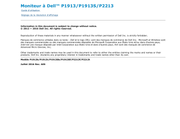 Dell P2213 electronics accessory Manuel utilisateur | Fixfr
