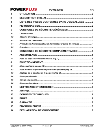 Manuel du propriétaire | Powerplus POWE30030 Manuel utilisateur | Fixfr