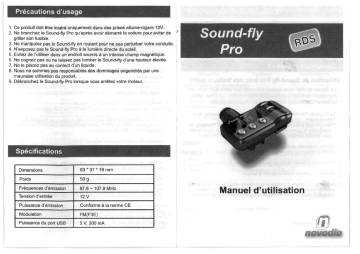 Manuel du propriétaire | NOVODIO SOUND-FLY PRO RDS Manuel utilisateur | Fixfr