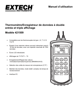 Extech Instruments 421509 7 Thermocouple Dual Input Datalogger Manuel utilisateur