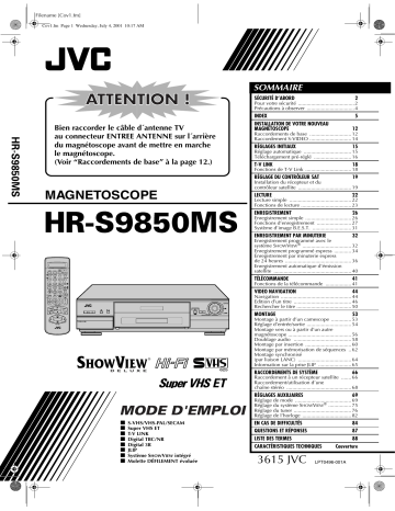 Manuel du propriétaire | JVC HR-S9850MS Manuel utilisateur | Fixfr
