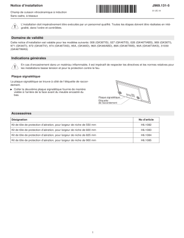 95A | 008 | 028 | 96A | 88A | 31030 | 969 | 971 | V-ZUG 90A Hob diverse Induction Guide d'installation | Fixfr