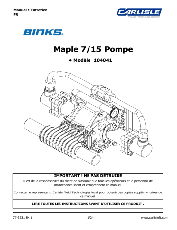 Binks Maple Pumps Manuel utilisateur | Fixfr