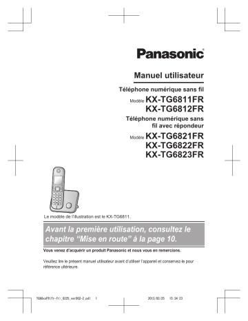 Manuel du propriétaire | Panasonic KX-TG6822 & KX-TG6822FR Manuel utilisateur | Fixfr