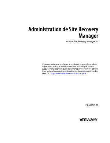 Mode d'emploi | VMware vCenter Site Recovery Manager 5.1 Manuel utilisateur | Fixfr