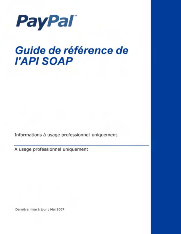 Mode d'emploi | PayPal API Soap 2007 Manuel utilisateur | Fixfr