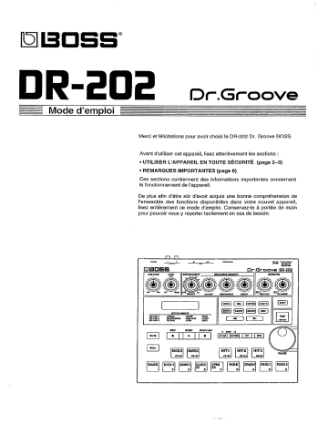 Manuel du propriétaire | Boss DR-202 Manuel utilisateur | Fixfr