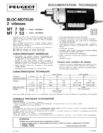 Manuel du propriétaire | Peugeot MT 7 50 Manuel utilisateur | Fixfr