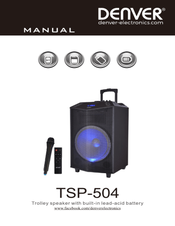 Denver TSP-505 8” Bluetooth trolley speaker Manuel utilisateur | Fixfr