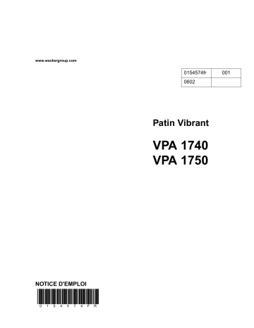 VPA1740 | Wacker Neuson VPA1750 Single direction Vibratory Plate Manuel utilisateur | Fixfr