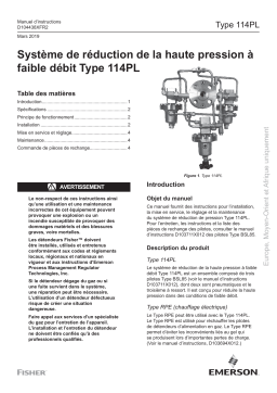 Fisher Système de réduction de la haute pression à faible débit Type 114PL (114PL High-Pressure Reducing and Low-Flow System Manuel du propriétaire