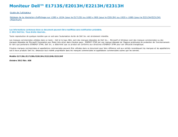 Dell E2013H electronics accessory Manuel utilisateur | Fixfr