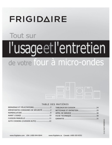 Manuel du propriétaire | Frigidaire FFMV152CLB Manuel utilisateur | Fixfr