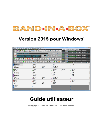 Mode d'emploi | BAND IN A BOX 2015 Windows Manuel utilisateur | Fixfr