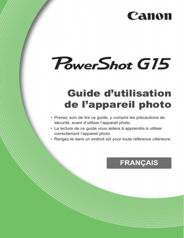 Mode d'emploi | Canon PowerShot G15 Manuel utilisateur | Fixfr