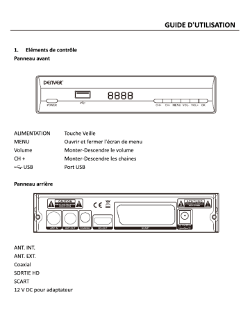 Denver DTB-134 DVB-T2 H.264 FTA settop box Manuel utilisateur | Fixfr