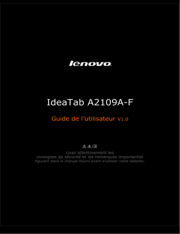 IdeaTab A2109A | Mode d'emploi | Lenovo IdeaTab A2109F Manuel utilisateur | Fixfr