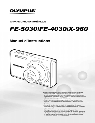 FE4030 | X960 | Mode d'emploi | Olympus FE5030 Manuel utilisateur | Fixfr