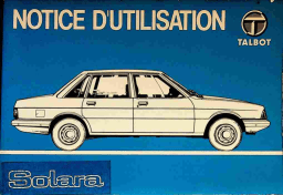 Talbot SOLARA Manuel du propriétaire