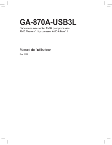 Manuel du propriétaire | Gigabyte GA-870A-USB3L Manuel utilisateur | Fixfr