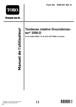 Toro Groundsmaster 3500-D Rotary Mower Riding Product Manuel utilisateur