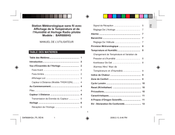 Manuel du propriétaire | Oregon Scientific BAR688HG Manuel utilisateur | Fixfr