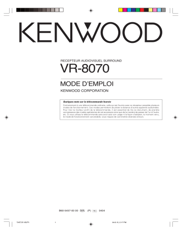 Manuel du propriétaire | Kenwood VR-8070 Manuel utilisateur | Fixfr