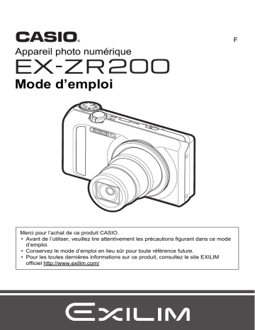 Mode d'emploi | Casio EX ZR200 Manuel utilisateur | Fixfr