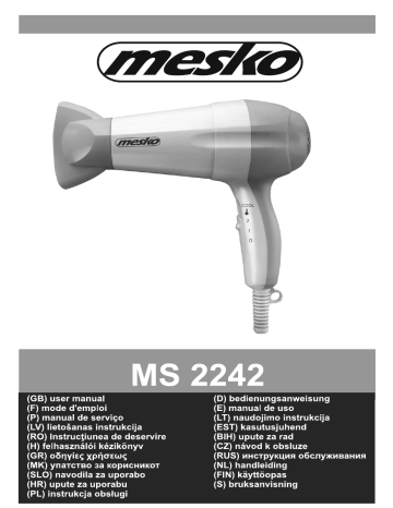 Manuel du propriétaire | Mesko MS 2242 Hair dryer Manuel utilisateur | Fixfr