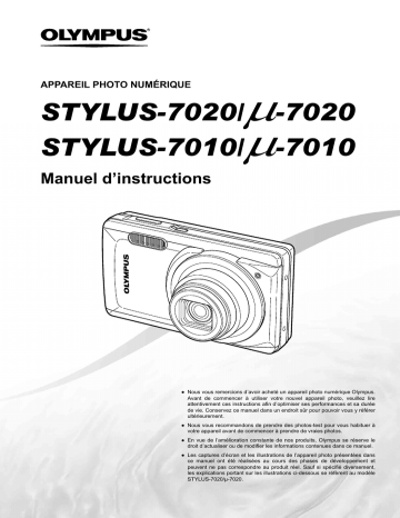 Stylus 7010 | μ 7010 | μ 7020 | Mode d'emploi | Olympus Stylus 7020 Manuel utilisateur | Fixfr