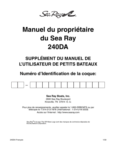 Sea Ray 2006 240 SUNDANCER Supplement  Manuel du propriétaire | Fixfr